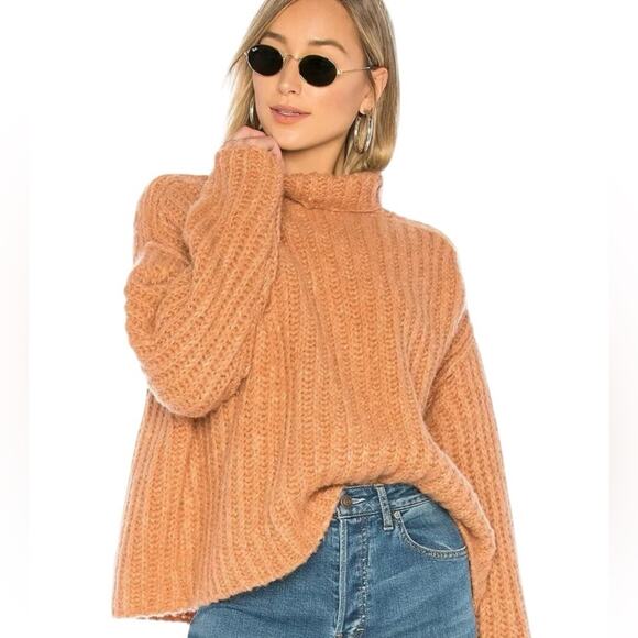 Free People Fluffy Fox Wool Alpaca Papaya Sweater Size Medium Rust Orange - Picture 1 of 9